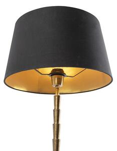 Art deco stolna lampa brončana s pamučnom nijansom crna 35 cm - Pisos