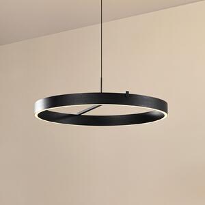 Lucande LED viseća svjetiljka Rovan, Ø 60 cm, crna, CCT, prigušljiva, prigušiva, Crno, Dnevni boravak/blagovaonica, Metal
