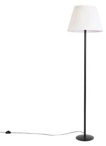 Moderna podna svjetiljka crna s bijelim nabranim sjenilom 45 cm - Simplo