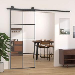 VidaXL Klizna vrata crna 90 x 205 od stakla ESG i aluminija cm