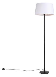 Podna lampa crna s bijelom platnenom sjenilom 45 cm - Simplo