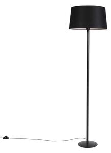 Podna lampa crna s platnenom sjenilom crna 45 cm - Simplo