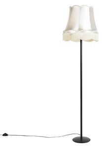 Retro podna lampa crna s abažurom u stilu bake krem 45 cm - Simplo
