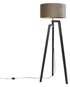 Tronožac za podnu svjetiljku crne boje sa tamno-nijansom i zlatom 50 cm - Puros