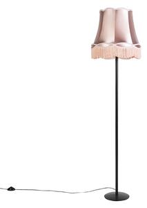 Retro podna lampa crna s abažurom u stilu bake ružičaste boje 45 cm - Simplo