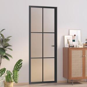 VidaXL Unutarnja vrata 76 x 201,5 cm crna od mat stakla i aluminija