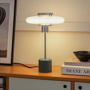 Lindby stolna lampa Branford, Retro, bijelo/zeleno opalno staklo/mramor, Bijela, Dnevni boravak/blagovaonica, Staklo