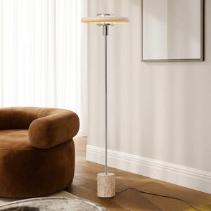 Lindby Branford podna lampa, retro, bež, metal/travertin, Bež, Dnevni boravak/blagovaonica, Metal