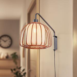 Lindby Davella zidna lampa, Ø 26 cm, crna, bambus, tekstil, Drvo, Dnevni boravak/blagovaonica, Bambus