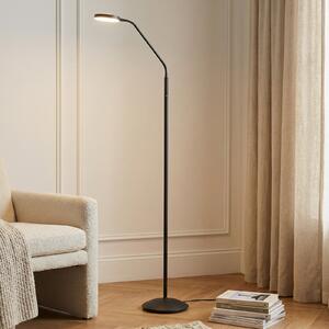 Lindby Elvyn LED punjiva podna lampa, crna, podesiva, prigušiva, Crno, Dnevni boravak/blagovaonica, Metal