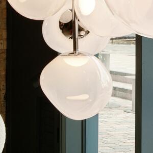 Tom Dixon Dixon, LED viseća svjetiljka Melt, Ø 28 cm, opal/srebrna, prigušiva, Bijela, Dnevni boravak/blagovaonica, Plastika
