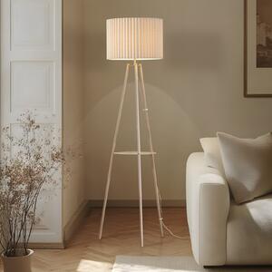 Lindby podna lampa s tronožcem Libbie, 155 cm, lanena, krem boje, Bež, Dnevni boravak/blagovaonica, Tkanina / tekstil