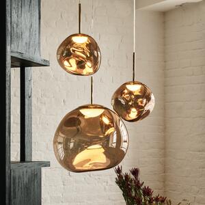 Tom Dixon Viseća svjetiljka Melt, Ø 28 cm, brončane boje, grlo, prigušiva, Bronca / stari mesing, Dnevni boravak/blagovaonica, Plastika