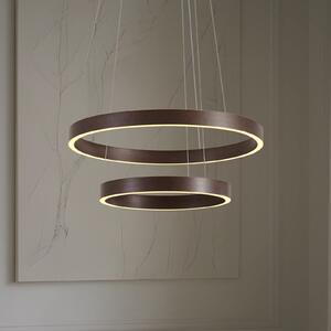 Lucande Yonam LED viseća svjetiljka, Ø 60 cm, 2 žarulje, smeđa, CCT, prigušiva, Smeđa / hrđa, Dnevni boravak/blagovaonica, Metal