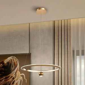 Schuller Valencia Orane LED viseća svjetiljka, zlatne boje, podesiva po visini, Ø 60 cm, prigušiva, Zlato / mjed, Dnevni boravak/blagovaonica, Metal