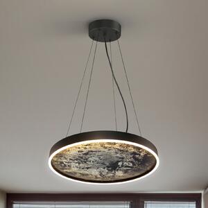 Schuller Valencia LED viseća svjetiljka Stone, Ø 60 cm, CCT, crna, metal, akril, Crno, Dnevni boravak/blagovaonica, Metal