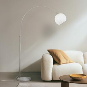 Lindby lučna lampa Alverton, bijela/nikal, staklo, 197 cm, Bijela, Dnevni boravak/blagovaonica, Metal