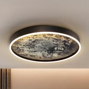 Schuller Valencia LED stropna svjetiljka Stone Ø 60 cm, CCT, crna, metal, akril, Crno, Dnevni boravak/blagovaonica, Metal
