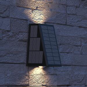 Calex Matera solarna LED vanjska zidna svjetiljka, gore/dolje, crna, Crno, Plastika, Zidni kvadrat