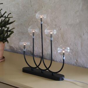 Markslöjd Držač za svijeće Enys, crni/prozirni, željezo/staklo, 5 plamenova, LED, Crno, Dnevni boravak/blagovaonica, Metal