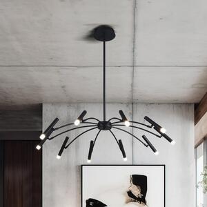 Viokef LED viseća lampa Secret, crna, Ø 80 cm, metal, 10 žarulja., prigušiva, Crno, Dnevni boravak/blagovaonica, Metal