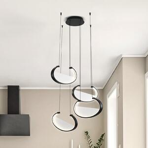 Viokef Adele LED viseća lampa, Ø 75 cm, crna, metal, 4 žarulje., Crno, Dnevni boravak/blagovaonica, Aluminij