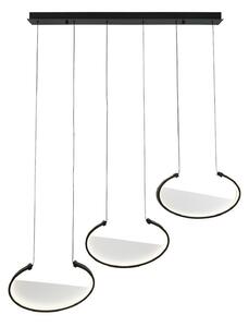 Viokef Adele LED viseća lampa, dužina 117 cm, crna, metal, 3 žarulje., Crno, Dnevni boravak/blagovaonica, Aluminij