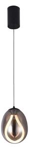 Viokef LED viseća lampa Melanie, Ø 16 cm, dim siva/crna, staklo, Sivo, Dnevni boravak/blagovaonica, Staklo