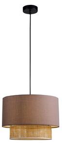 Viokef Viseća lampa Rika, Ø 34 cm, siva/prirodna, tkanina/ratan, prigušiva, Sivo, Dnevni boravak/blagovaonica, Tkanina / tekstil