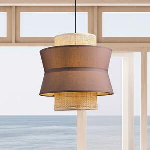Viokef Viseća lampa Rika Double, Ø 35 cm, siva/prirodna, tkanina, prigušiva, Sivo, Dnevni boravak/blagovaonica, Tkanina / tekstil