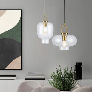 Viokef Oslo visilica, Ø 23 cm, prozirna/zlatna boja, staklo, prigušiva, Providna, Dnevni boravak/blagovaonica, Staklo
