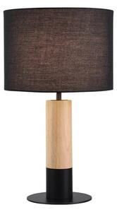 Viokef Stolna lampa Carroll, svijetlo drvo/crna, visina 43 cm, tkanina, Crno, Dnevni boravak/blagovaonica, Tkanina / tekstil