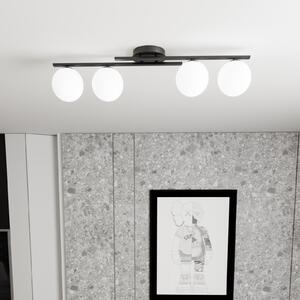 EMIBIG LIGHTING Stropna svjetiljka Cairo, crna/opal, duljina 87 cm, 4 žarulje., prigušiva, Crno, Dnevni boravak/blagovaonica, Metal