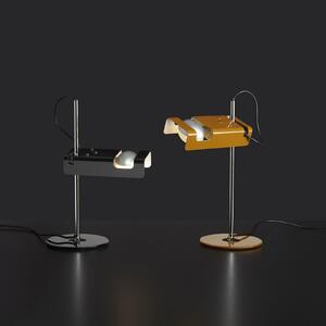 Oluce Stolna lampa Spider, žuta senf/krom, metal, aluminij, Žuta, Dnevni boravak/blagovaonica, Metal