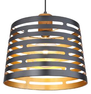 Globo Viseća lampa Ablona, Ø 35 cm, crna/zlatna, metalna, prigušiva, Crno, Dnevni boravak/blagovaonica, Metal