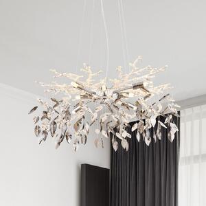 Globo Danna luster, krom/dimno siva/prozirna, Ø 61 cm, prigušiva, Sivo, Dnevni boravak/blagovaonica, Kristal, Objesite s više svjetala