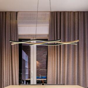 Globo LED viseća lampa Geronimo, duljina 108 cm, crna/drveni izgled, Crno, Dnevni boravak/blagovaonica, Aluminij