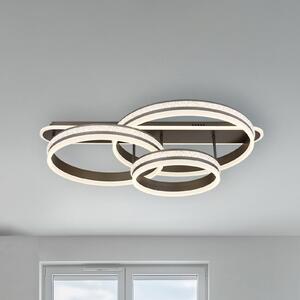 Globo LED stropna svjetiljka Grouni, duljina 80 cm, boja titana, CCT metal, prigušiva, Sivo, Dnevni boravak/blagovaonica, Metal