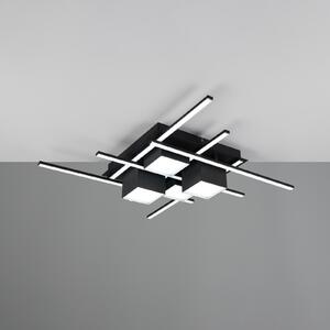 Trio Lighting LED stropna svjetiljka Roger, mat crna, metalna, CCT, daljinski upravljač., prigušiva, Crno, Dnevni boravak/blagovaonica, Metal