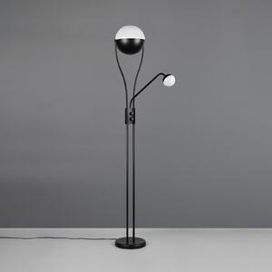 Trio Lighting LED podna lampa Chris, crna, metalna, svjetlo za čitanje, prigušivač, prigušiva, Crno, Dnevni boravak/blagovaonica, Metal