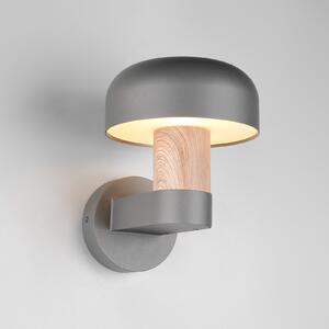 Trio Lighting Fraser vanjska zidna svjetiljka, siva/drveni izgled, aluminij, IP54, E27, prigušiva, Drvo, Aluminij