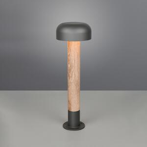 Trio Lighting Fraser svjetiljka za stazu, siva/drveni izgled, aluminij, IP54, visina 84,5 cm, prigušiva, Drvo, Aluminij