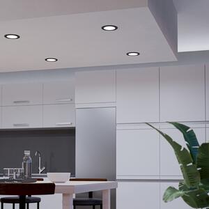 EGLO connect Smart LED ugradbena svjetiljka Fueva 6-Z, crna, Ø12 cm, prigušiva, Crno, Dnevni boravak/blagovaonica, Plastika
