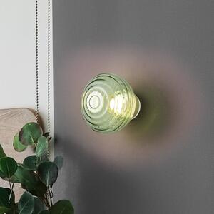 Reality Leuchten LED zidna svjetiljka na baterije Earl, mesing/zelena, staklo, Ø 15,5 cm, prigušiva, Zelena, Dnevni boravak/blagovaonica, Metal