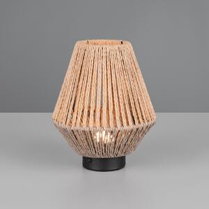 Reality Leuchten LED stolna lampa na baterije Lira, smeđa, papirna pređa, visina 22 cm, prigušiva, Smeđa / hrđa, spavaća soba, Tkanina / tekstil