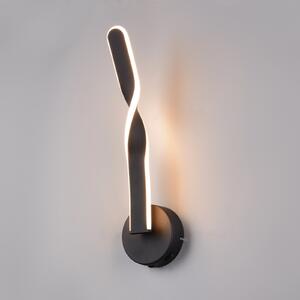 Reality Leuchten LED zidna svjetiljka Ginko, mat crna, metalna, visina 45,5 cm, Crno, Dnevni boravak/blagovaonica, Metal