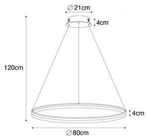 Dizajnerska viseća svjetiljka bijela 80 cm s LED 3-stupanjskom prigušivanjem - Anello