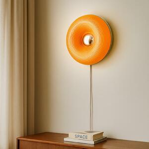Lindby LED stolna/zidna lampa Fjora, narančasta/krom, Ø30cm, dim., prigušiva, Naranča, Dnevni boravak/blagovaonica, Staklo