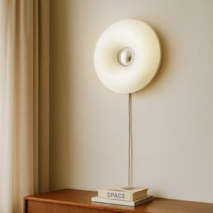 Lindby LED stolna/zidna lampa Fjora, bijela/krom, Ø 30 cm, dim., prigušiva, Bijela, Dnevni boravak/blagovaonica, Staklo