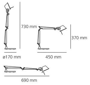 TOLOMEO MICRO STOLNA SVJETILJKA SIVA ALUMINIJ E14 SA POSTOLJEM A001300 AR001300